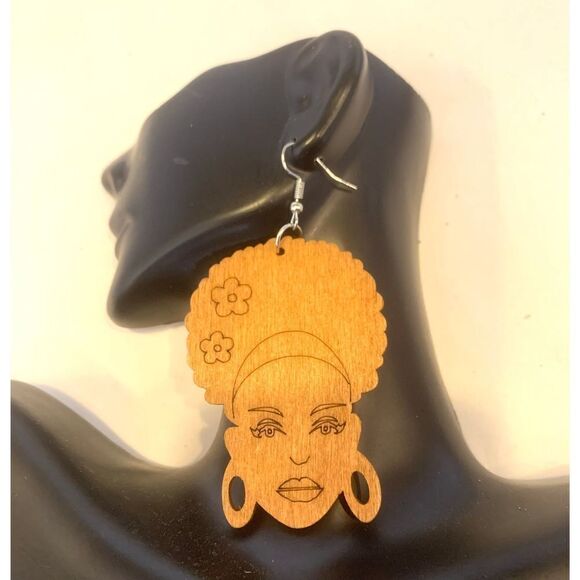Wooden Fashion Earrings - Picture 1 of 3